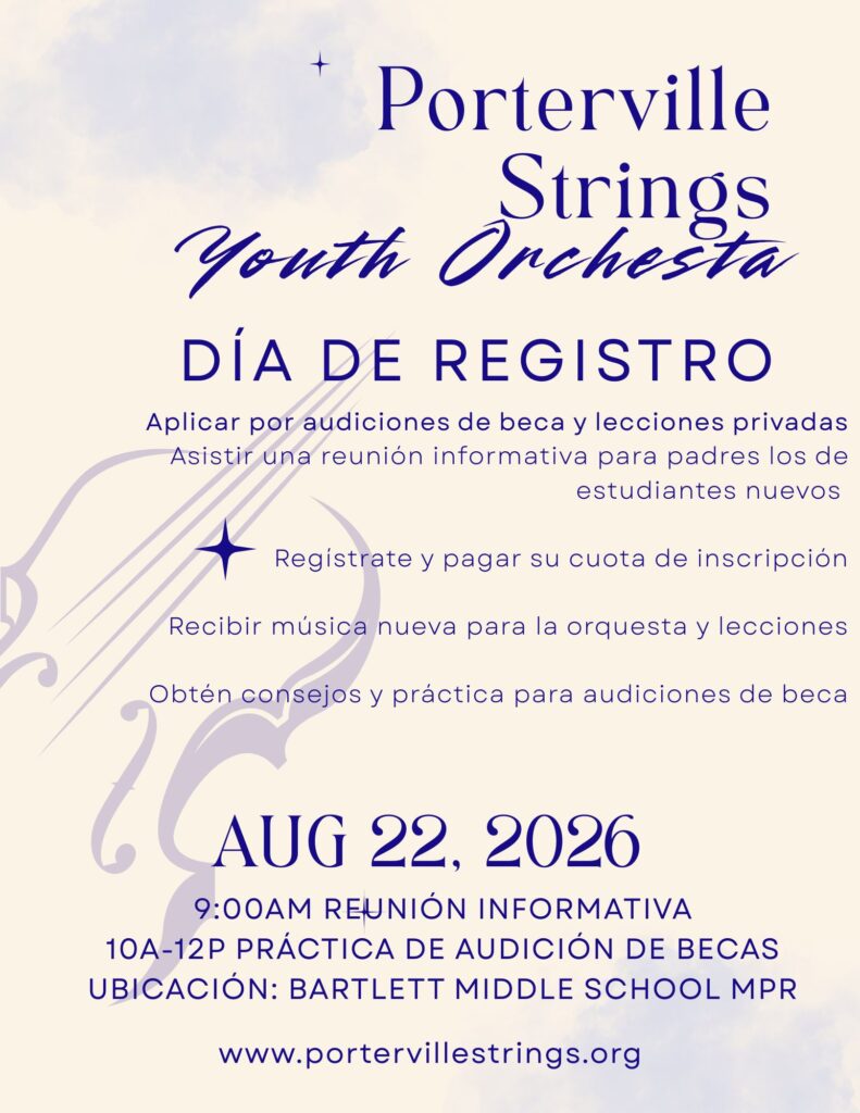 SPANISH Porterville Strings Youth Orchestra Flier 2026-27 (1)